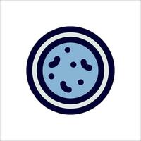 A blue cookie with a black dot on it vector