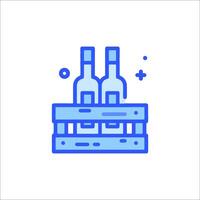 Wine bottles in a crate line icon vector