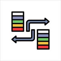 A line icon of two servers connected by a single arrow vector