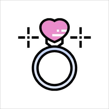 An icon of a ring with a heart on it vector