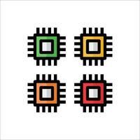 Four different colored computer chips on a white background vector