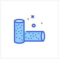 A blue line icon of a tube with a hole in it vector