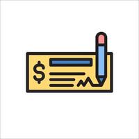 Check icon with a pen and dollar sign vector