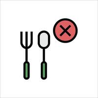 A fork and spoon with a red cross on it vector