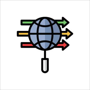 A globe with arrows pointing to it vector