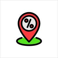 A red and green pin with a percentage sign vector