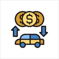 Car and money icon with arrows vector