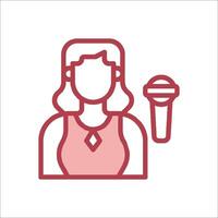 A woman with a microphone icon vector