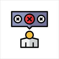A person is looking at a computer screen with two red crosses vector