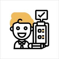 A man with a pencil and a check mark icon vector