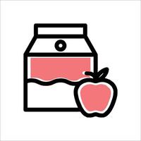 A juice box and an apple icon vector
