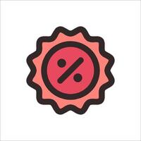 A red and black icon with a percentage sign vector
