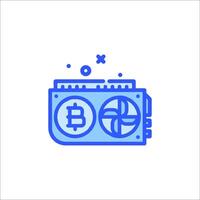Bitcoin mining machine icon line icon vector