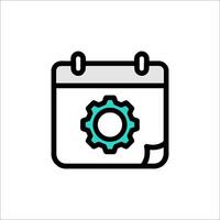 A calendar icon with gears on it vector