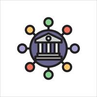 A bank building surrounded by a circle of people vector