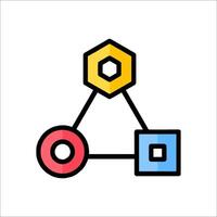 A colorful icon of two cubes and a hexagon vector