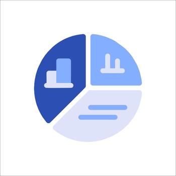 un azul y blanco tarta gráfico con un línea mediante eso vector