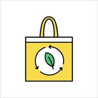A yellow shopping bag with a leaf inside vector