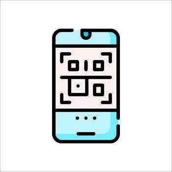 A smartphone with a qr code on it vector
