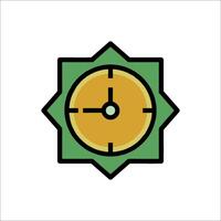 A clock icon in a green and yellow color vector