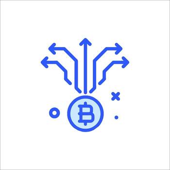 Bitcoin icon with arrows and a bitcoin symbol vector