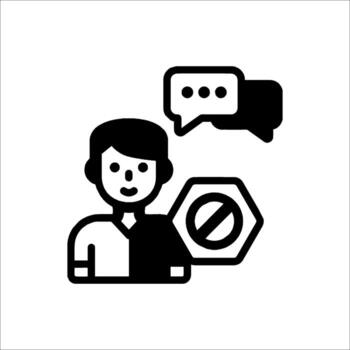 A man with a speech bubble and a no speech bubble icon vector
