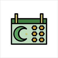 A calendar with a crescent and stars vector