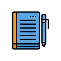 A notebook and pen icon on a white background vector