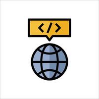 A globe with a code symbol on it vector