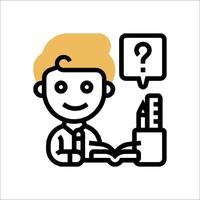 A man with a question mark on his head vector