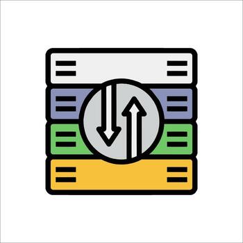 A stack of books with an arrow pointing up vector