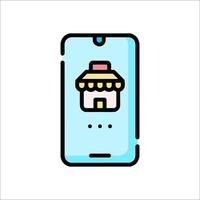 A phone with a house on it and a sign that says shop vector
