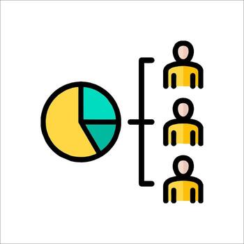 A pie chart with people and a pie chart vector