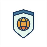 The globe icon in a shield vector