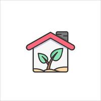 A house with a plant growing out of it vector