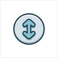 A blue arrow pointing down in a circle icon vector