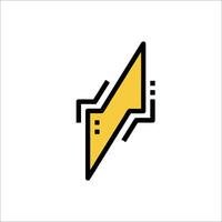 A yellow lightning bolt icon on a white background vector