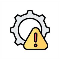 A gearwheel with a warning sign on it vector
