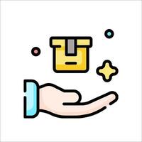 Hand holding a box with a star on it vector