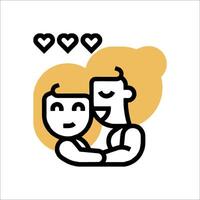 A man and a baby are hugging each other vector