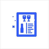 A tablet with a bottle of wine and a glass vector