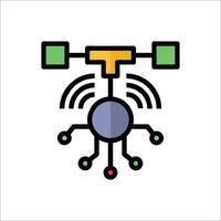 A wireless network icon with a computer and a router vector