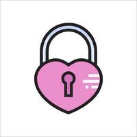 A pink heart shaped lock icon vector
