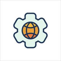World globe gear icon illustration vector