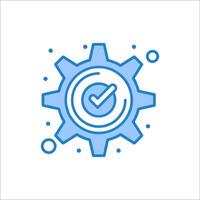 A blue gearwheel with a tick mark on it vector