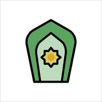 The icon for a mosque in green and yellow vector