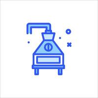 A blue line icon of a machine vector
