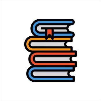 A stack of books with a red and blue ribbon vector