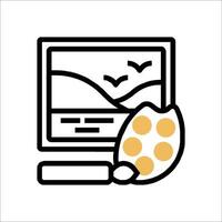 A computer monitor with a mouse and paintbrush vector