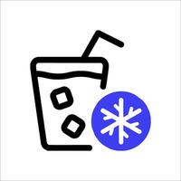 A drink with ice and a snowflake icon vector